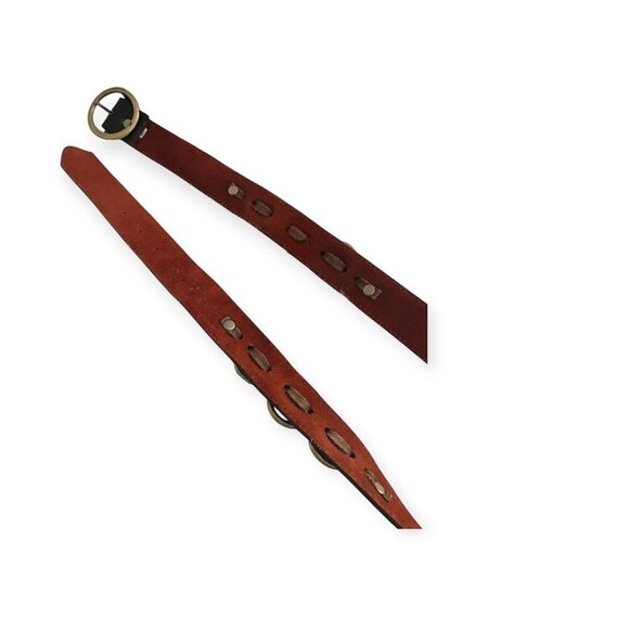 Kim White Brown Leather Belt  with Brass Rings,‎ Size 40 - Picture 16 of 16